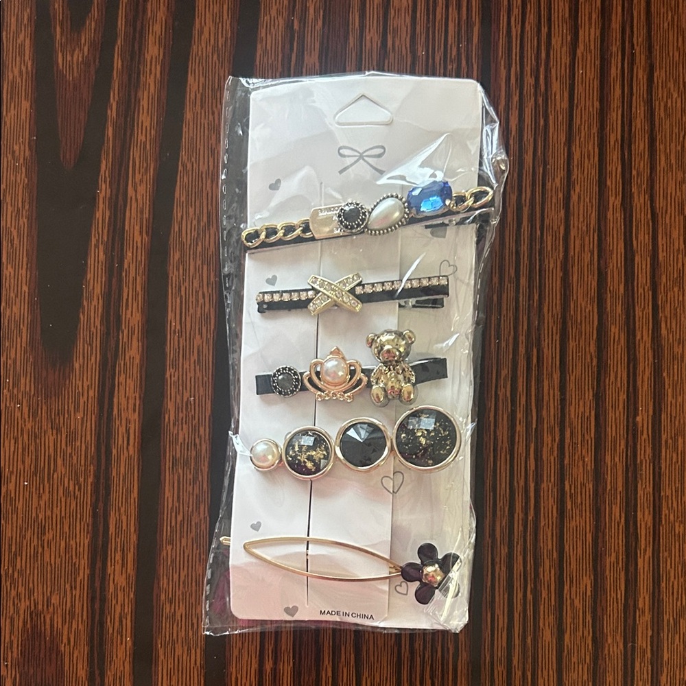 Elegant Hair Clip Set with Pearls and Gems